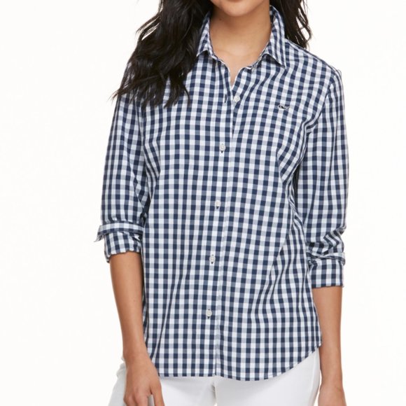 Vineyard Vines Tops - Vineyard Vines Medium Gingham Blouse Size 6 Navy